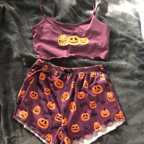 Cute pumpkin Halloween pajama coord lounge set - Picture 2 of 7